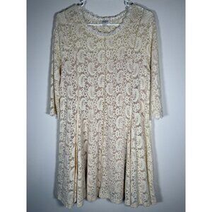 UMGEE Ivory Lace Dress 3/4 Sleeve MEDIUM Bachelorette Ethereal Boho Romantic